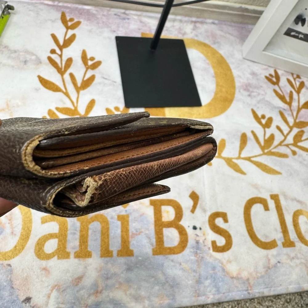 Louis Vuitton Brown Monogram Wallet with Gold Button